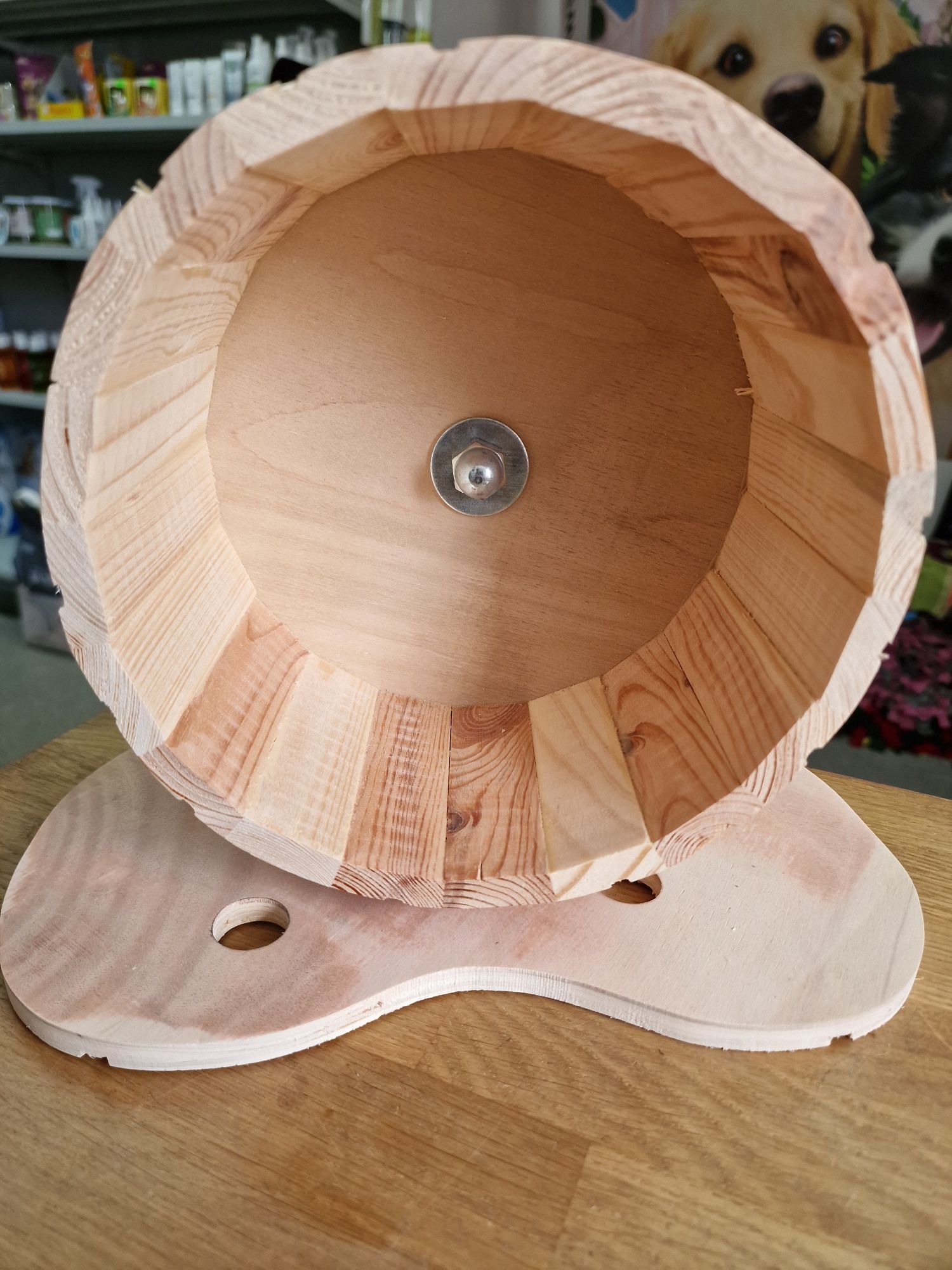 Nowy drewniany kołowrotek dla chomika 20 cm