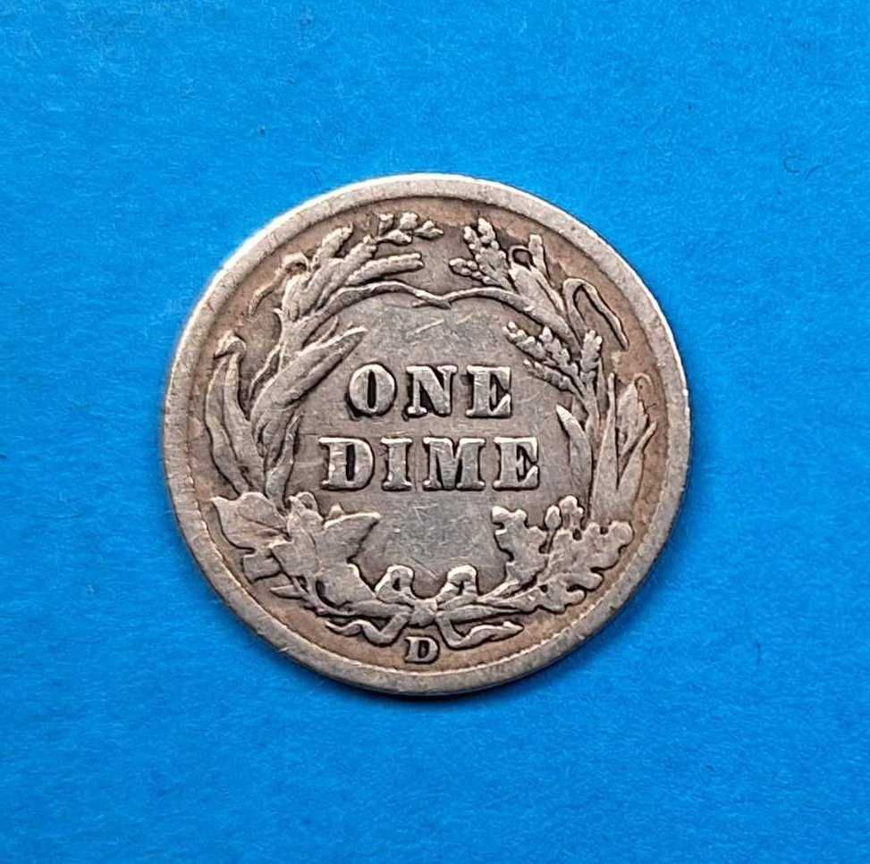 USA 10 centów, Barber One Dime rok 1911 D, dobry stan, srebro 0,900