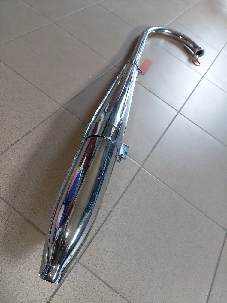 Nowy Polski kpl wydech rura tlumik kolanko wsk125 m06-b1 chrom