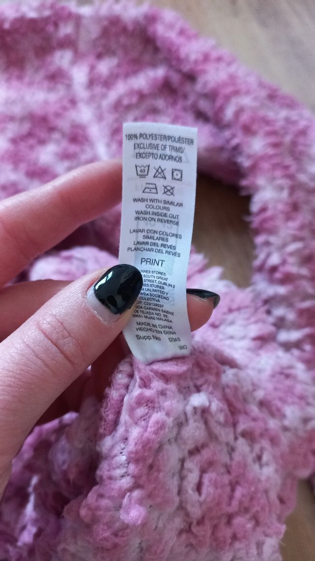 Różowa puszysta ciepła bluza damska rozmiar L-XL