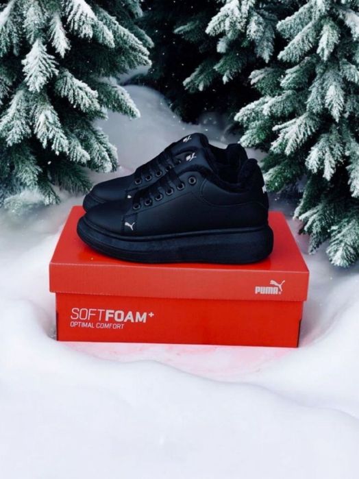 Женские зимние кроссовки Puma/Жіночі зимові шкіряні кросівки пума