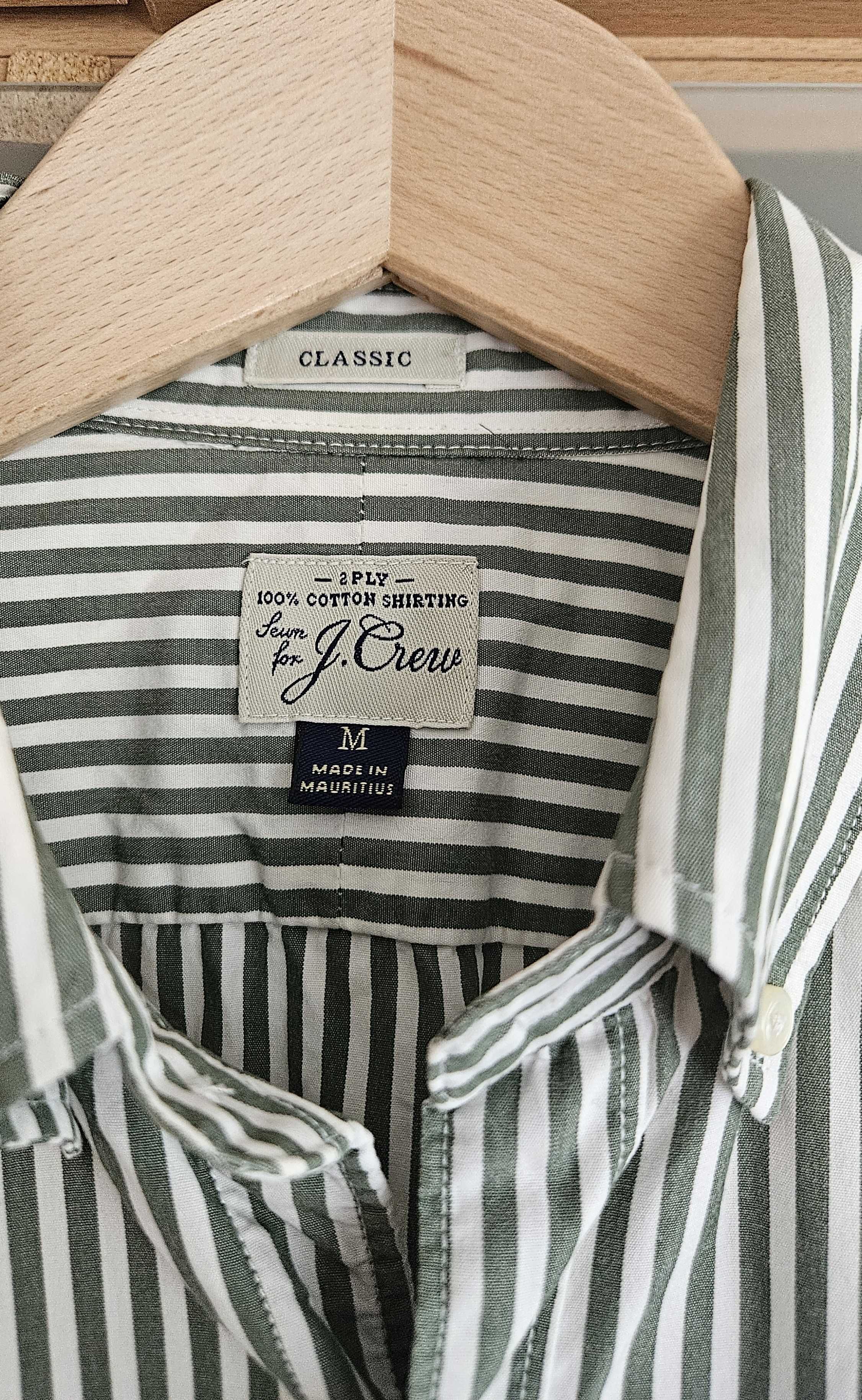 Koszula J.Crew button down biało-zielone paski M regular