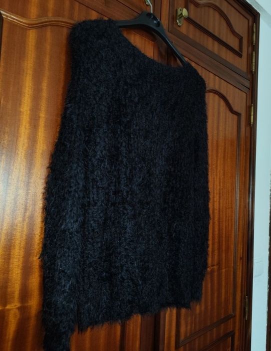Casaco de malha aberta preto