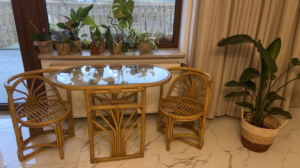 Zestaw bambusowy ogrodowy bambus ratanowy rattanowy wiklinowy boho