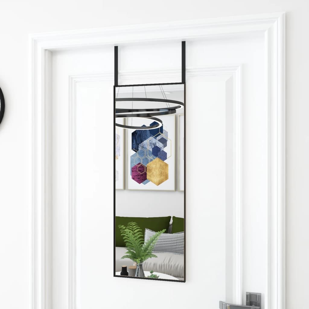 Vidaxl Lustro Na Drzwi, Czarne, 30X80 Cm, Szkło I Aluminium
