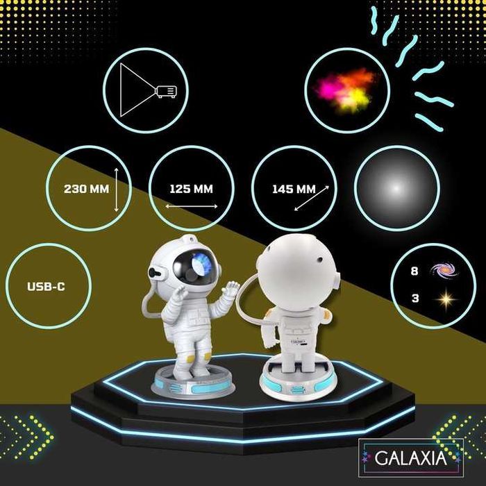 PROJEKTOR GWIAZD Astronauta Dla Dzieci Lampka Nocna Led Laserowy