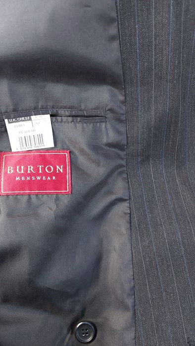 Marynarka męska wizytowa szara w paski rozmiar 52 firma BURTON 45%wełn