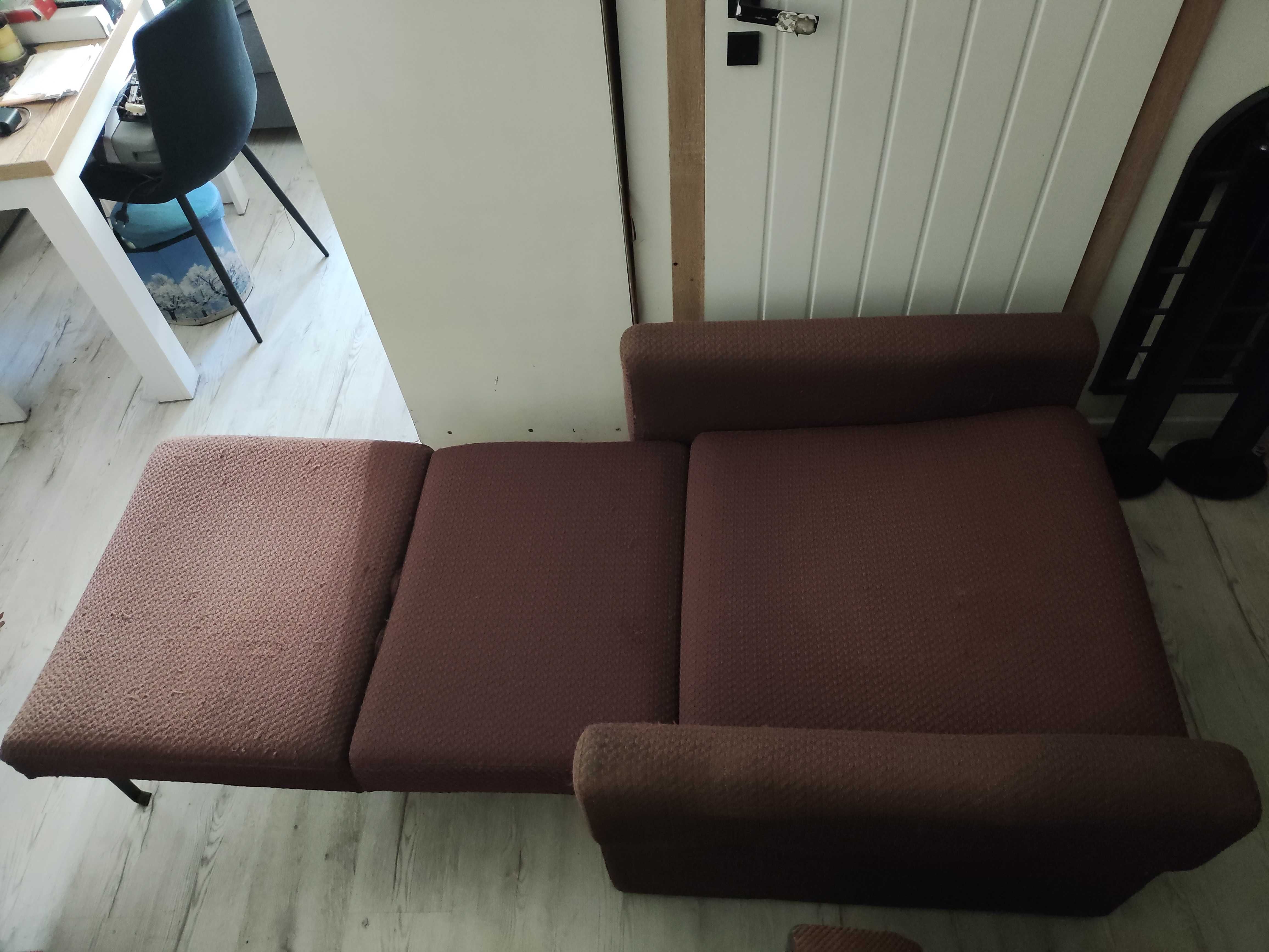 Fotel Rozkładany Łóżko Jednoosobowy jednoosobówka Tapczan Sofa brązowe