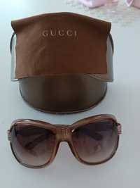 Okulary przeciwsłoneczne Gucci brązowe z etui