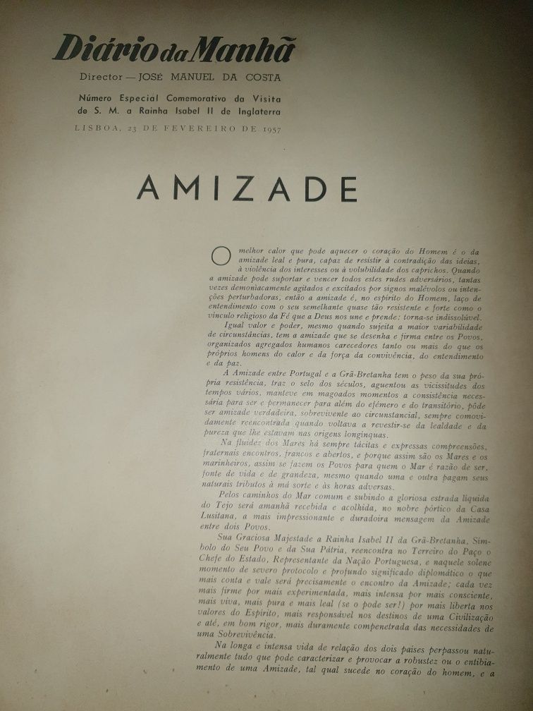 Revista Diário da Manhã de 1957- da visita da S M. Rainha Isabel II