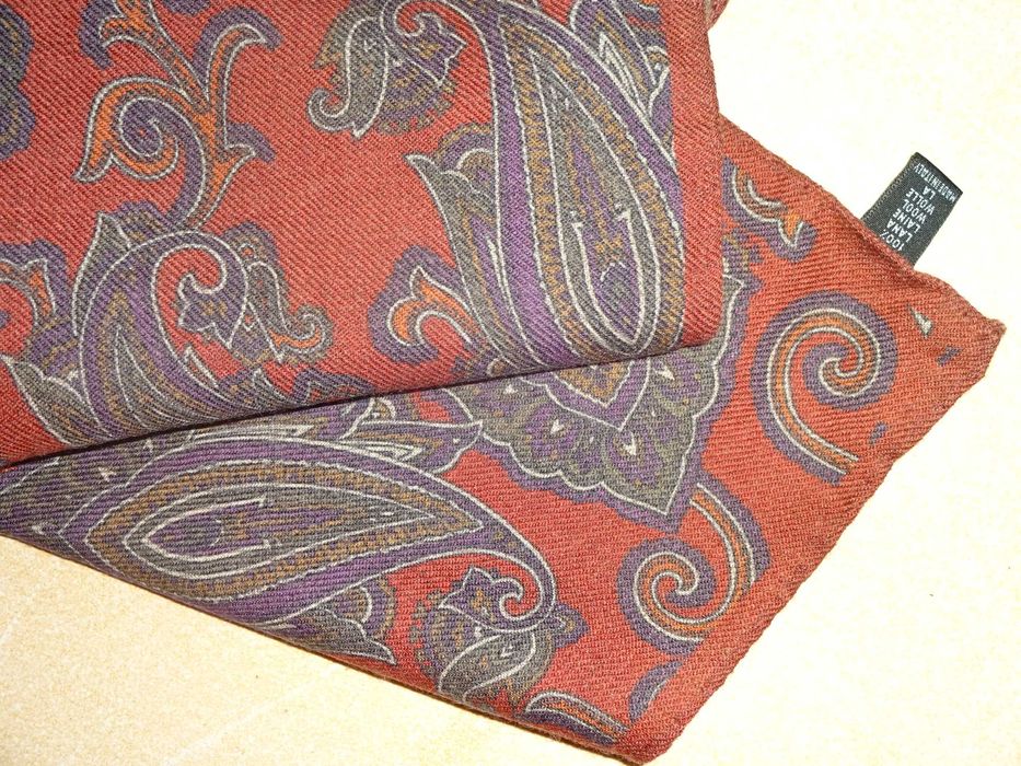 100% WOOL made in Italy wełniana poszetka butonierka wypustka paisley