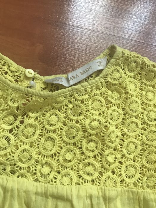 Zara bluzka Top haftowana żółta kolor słoneczny r. M