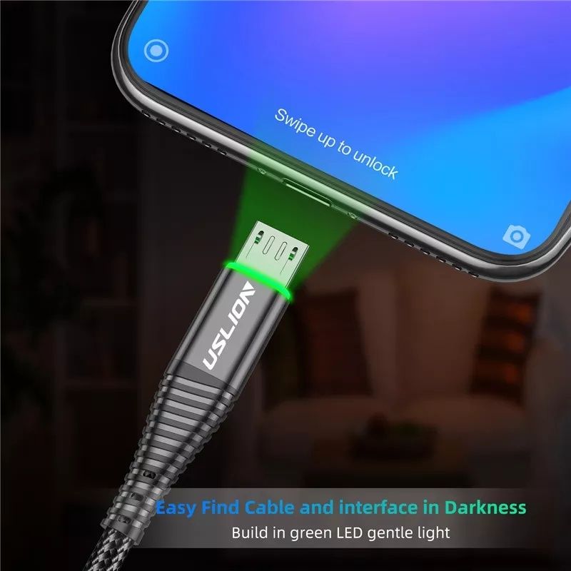 Оригинал Uslion 3 А micro-usb быстрая зарядка кабель микро-юсб провод
