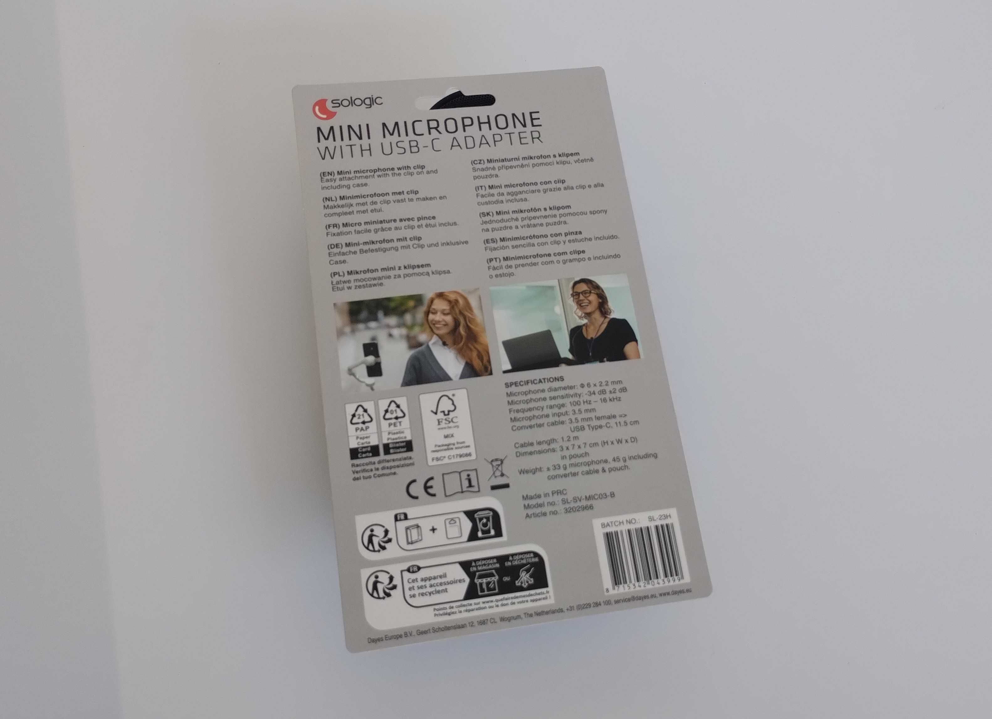 Nowy mini mikrofon Solgic adapter USB-C w zestawie etui
