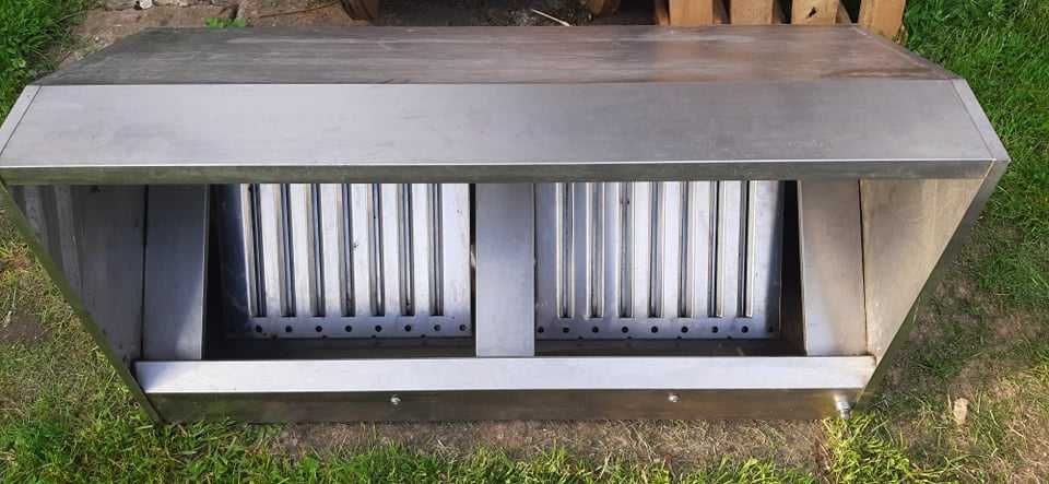 Okap gastronomiczny INOX 120x60x50 + wentylator + rury Komplet
