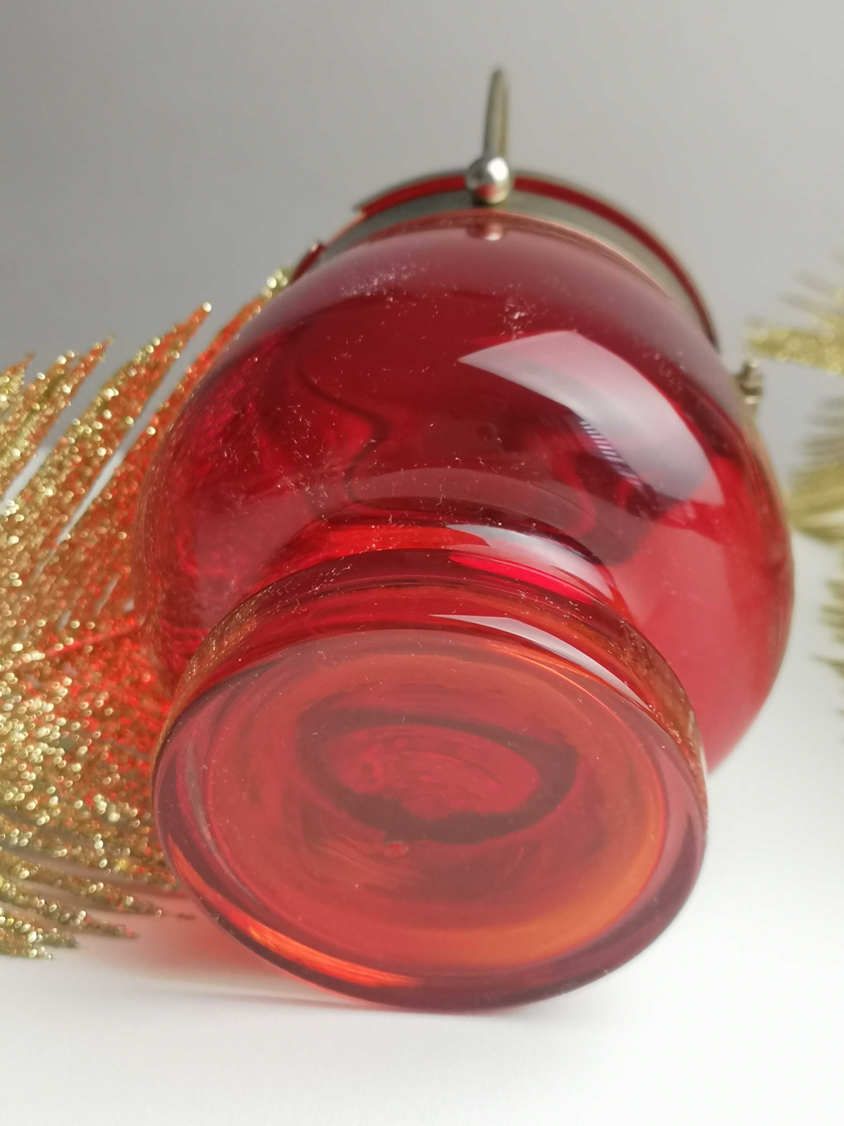 cukiernica rubinowe szkło vintage