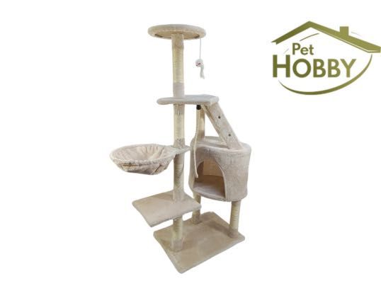 Drapak dla kota plac zabaw domek drabinka myszka, 5 poziomów, 125 cm