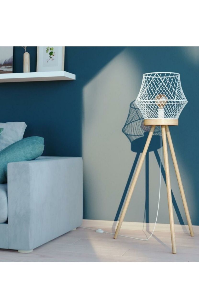 Lampa podlogowa Kanel biała nowa e27