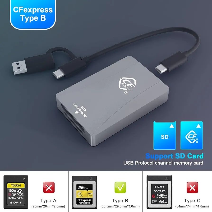 Czytnik kart CFexpress typu B, USB 3.2 Gen 2 10 Gb/s