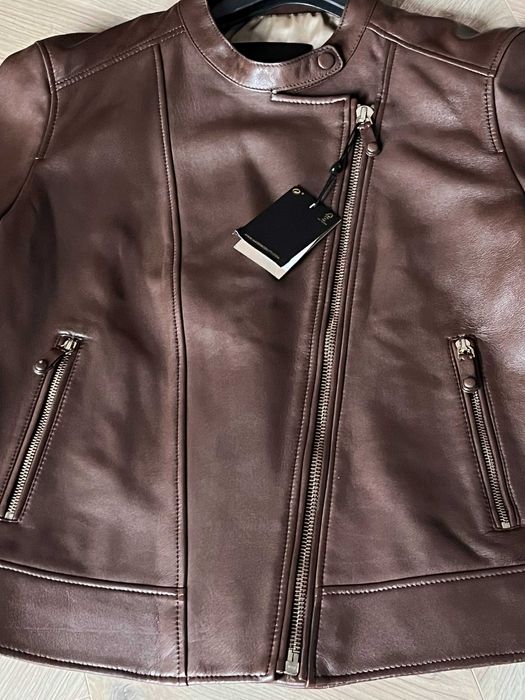 Kurtka skórzana Massimo Dutti nowa z metkami brązowa XL damska