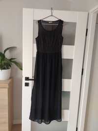Czarna sukienka tiulowa , koronka długa wieczorowa r. 38