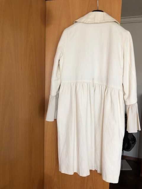 Casaco 3/4 linho e algodão cor crú