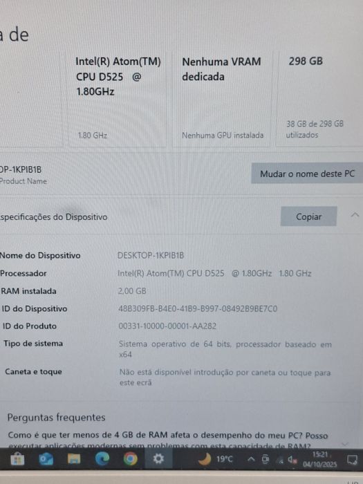 Computador Torre+Monitor +Teclado + Rato, Windows 10 Pro e Office 2016
