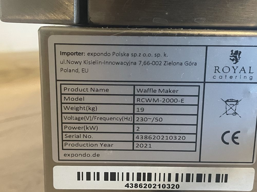 Gofrownica Waffle Maker RCWM-2000-E rocznik 2021 (użyta raz)