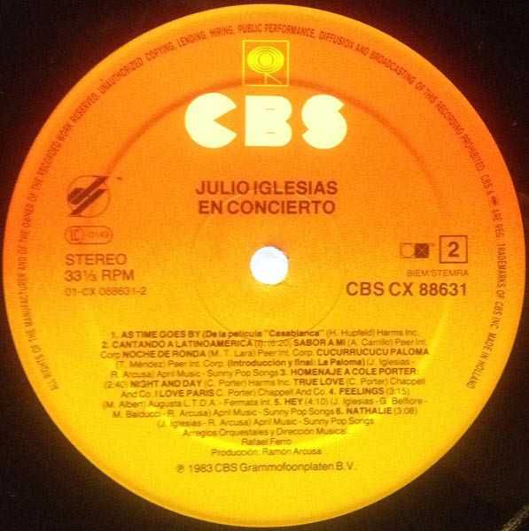 Colecionismo vinil 1983: LP Duplo / Julio Iglesias en Concierto