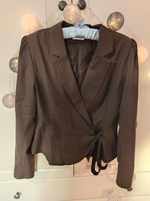 Brązowa marynarka Orsay M guzik wiązana vintage elegancka retro 90s