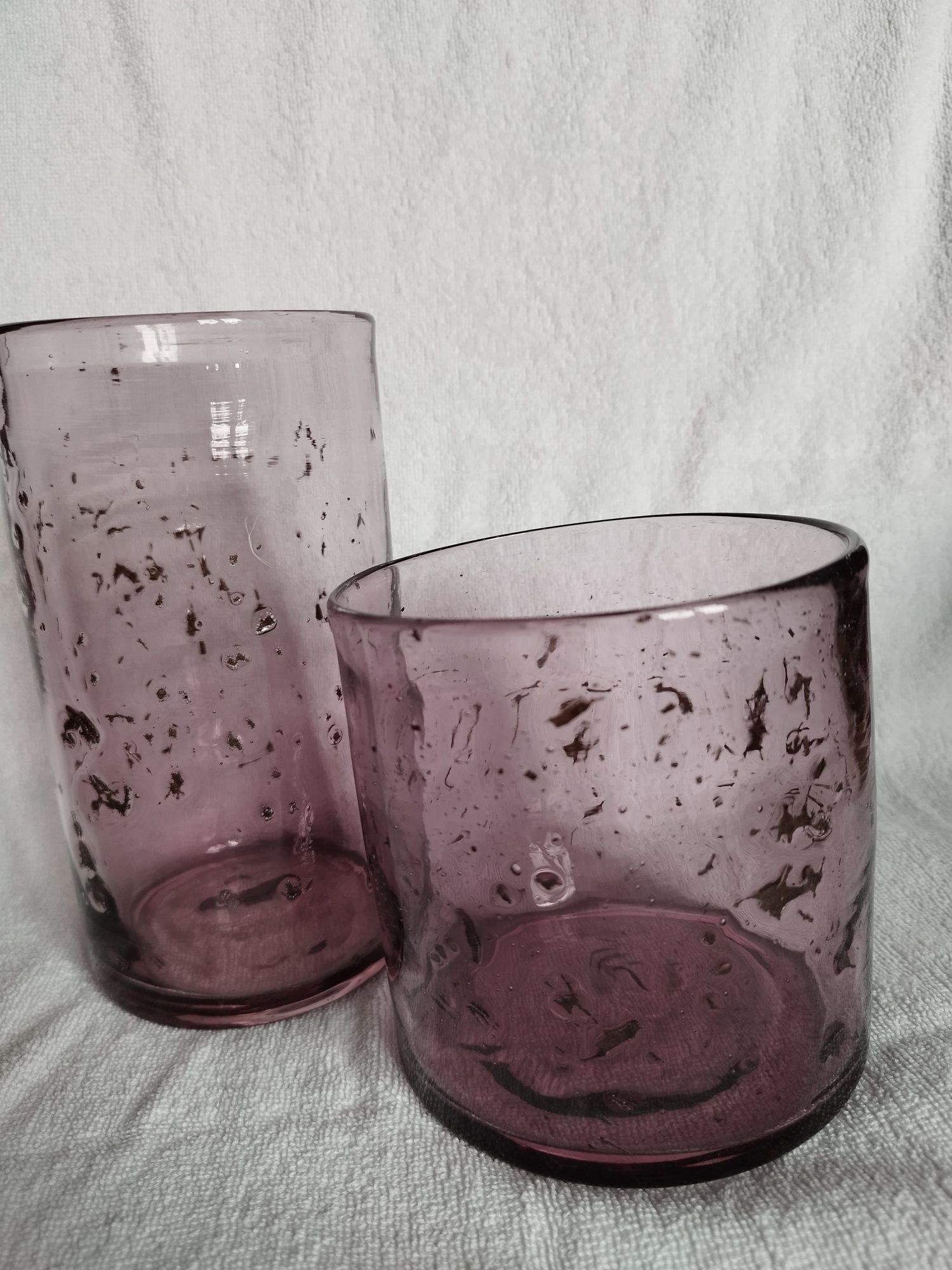 Zestaw 2 wazonów grube szkło kolorowe