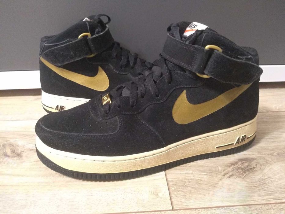 Nike Air Force 1 MID Black Metallic Gold 44