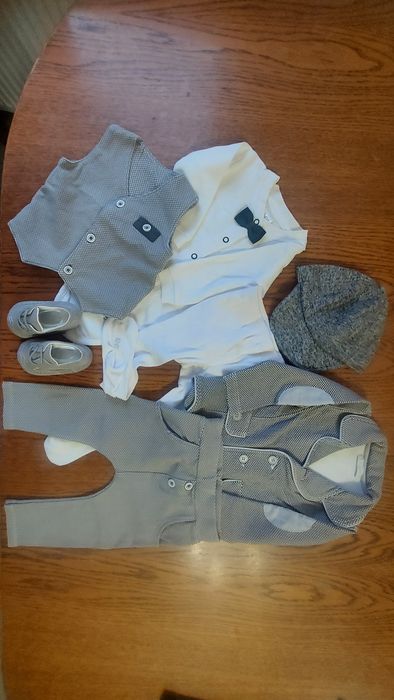 Chrzciny ubrany chłopiec 74/80 i buty 6-12mcy
