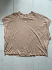 Nike t-shirt morelowy łososiowy bawełniana bluzka luźna S