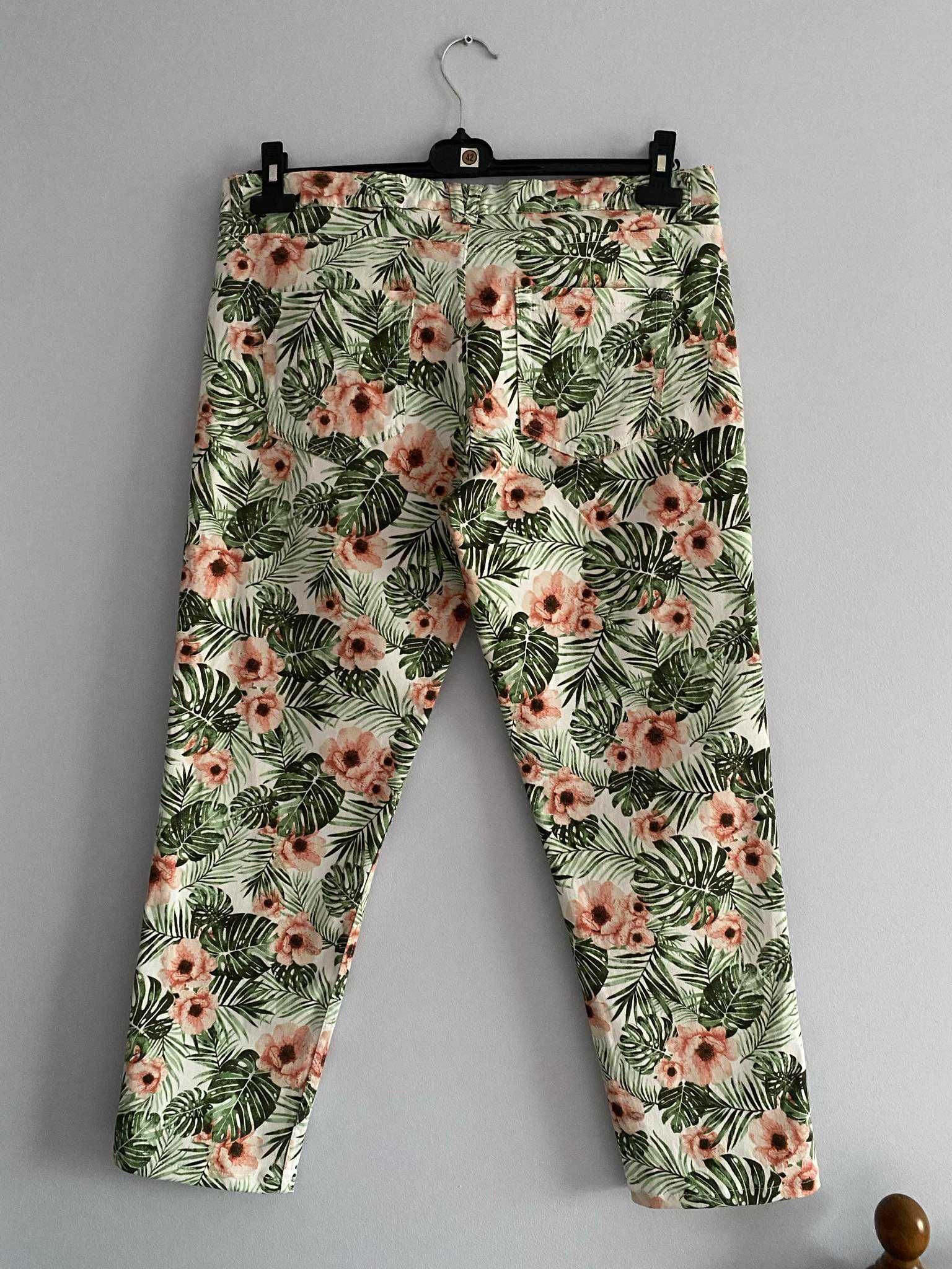 Esmara spodnie w kwiaty rurki rozm. 44 bawełniane jeans
