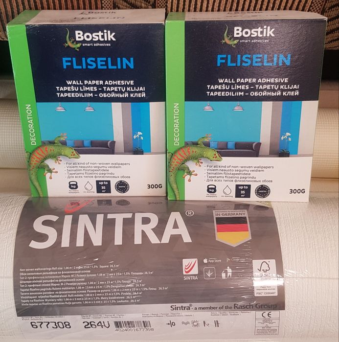 Вінілові шпалери на флізеліновій основі Sintra під фарбування + клей