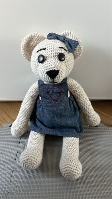 NOWA maskotka na szydełku miś lalka w sukience handmade