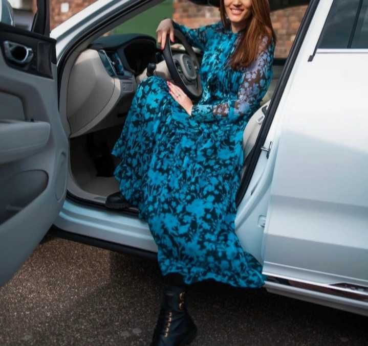 Reserved dluga maxi szyfonowa sukienka w kwiaty 38