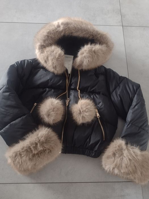 Hitowa kurtka damska pompon, ocieplana,kurtka rozmiar , L , sztuczne