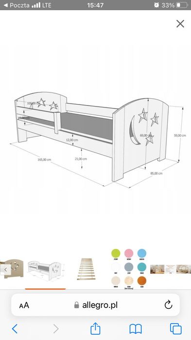 Niebieskie Łóżko dziecięce 160cmx80cm + materac,barierka,szuflada