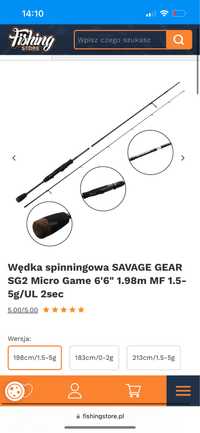 Wędka spinningowa SAVAGE GEAR SG2 Micro Game