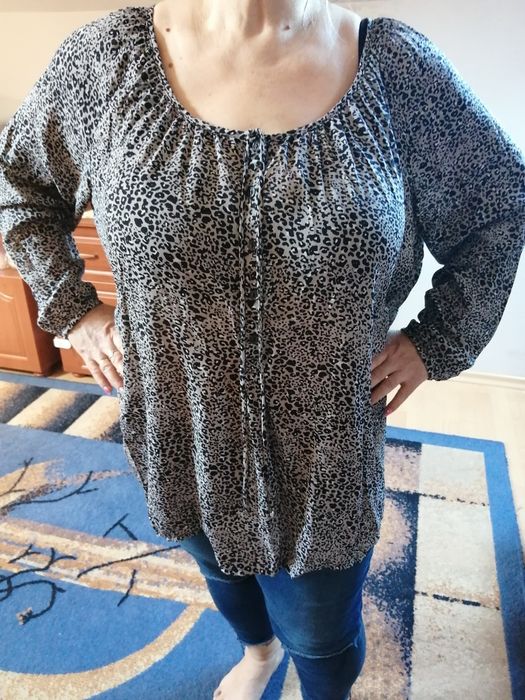 ŁADNA duża modna Bluzka hiszpanka w panterkę H&M XXL stan jak nowa