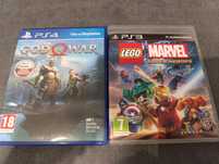 Pudełka po grach god od war PS4 i super Heroes PS3