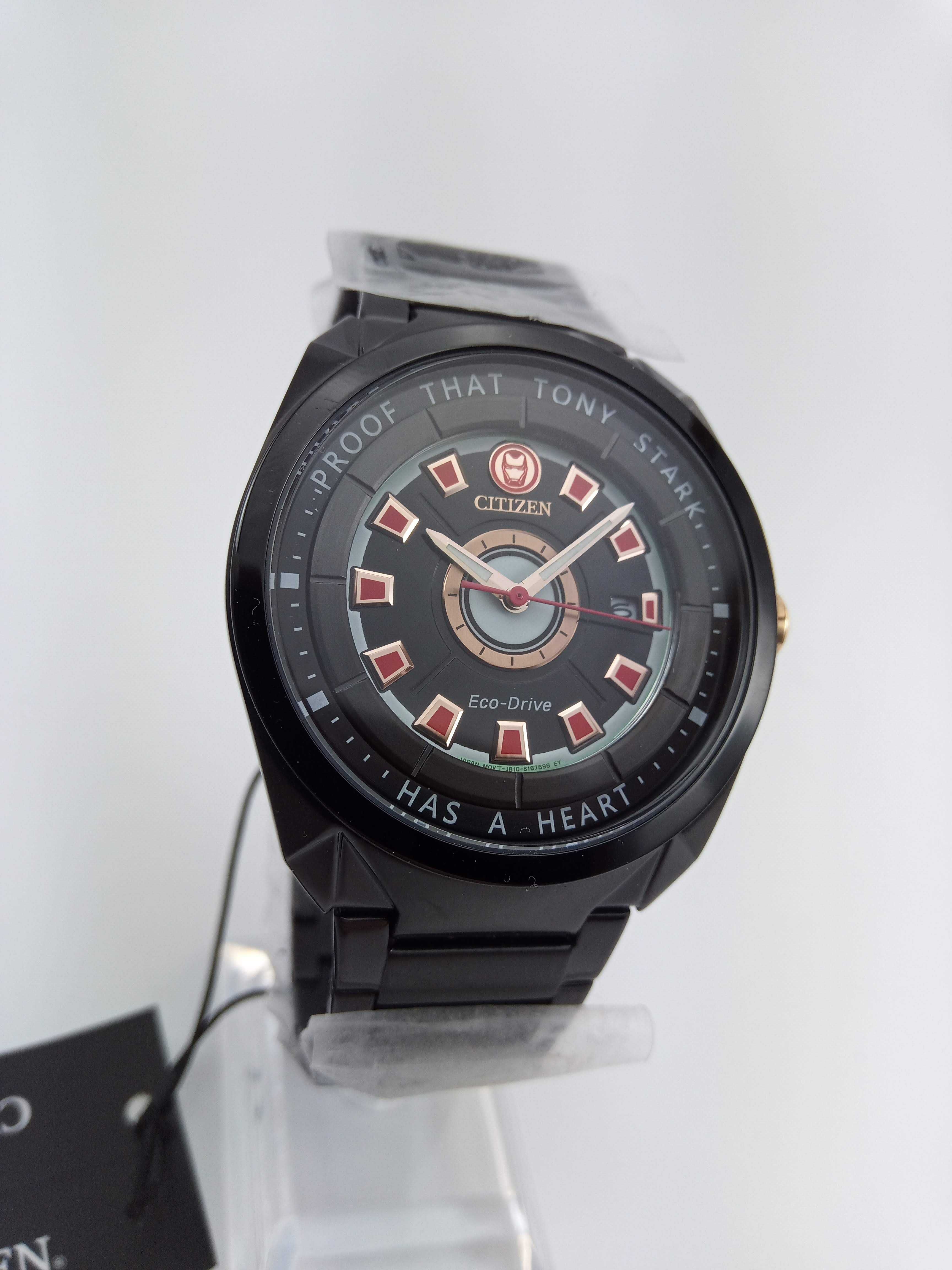 Японские мужские часы Citizen Eco-Drive AW1017-58W, Marvel Tony Stark