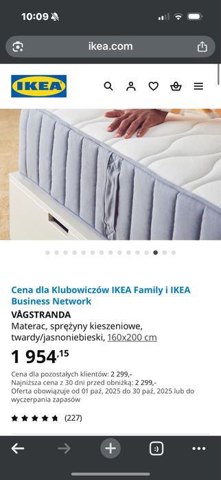 Rama lozka i materac 160x200 ikea