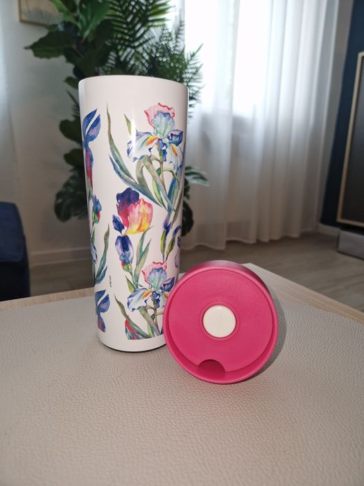 Kubek termiczny Amibition Iris kwiatowy stan bdb 340ml