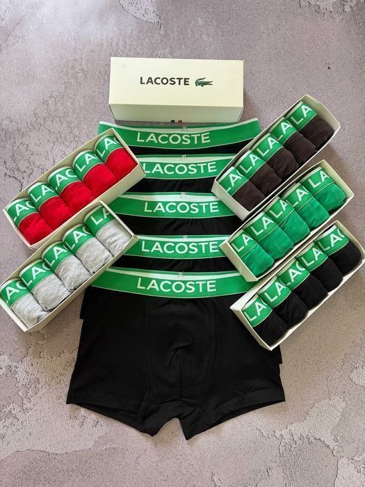 Чоловічі труси Lacoste Green чорні. Мужские боксеры Лакост черные