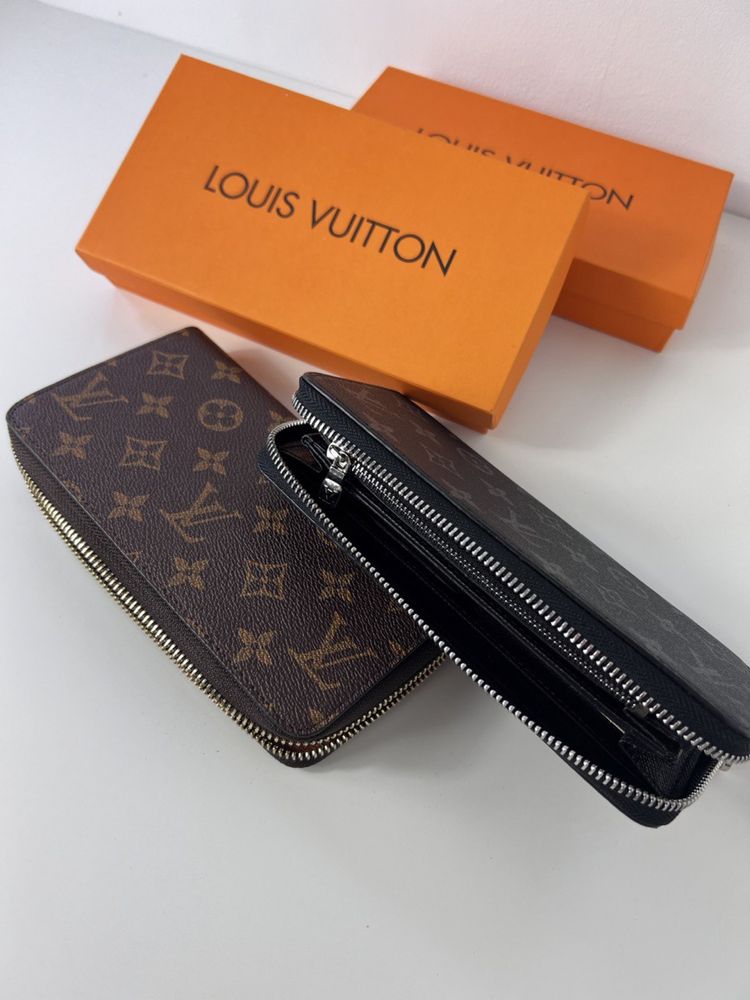 Portfel skórzany Louis Vuitton monogram skóra naturalna duzy LV