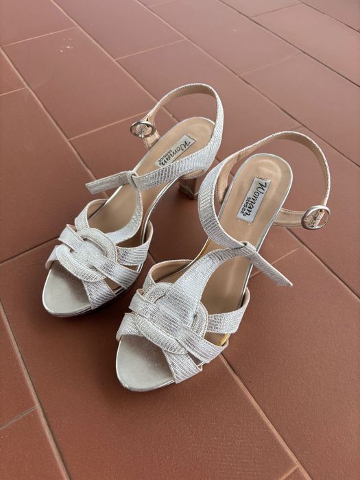Sandálias com salto prateadas Seaside tam. 39