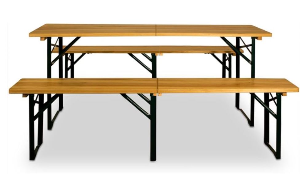 Alugo Conjunto mesa e bancos compridos 10 pessoas (ate 2 conjuntos)